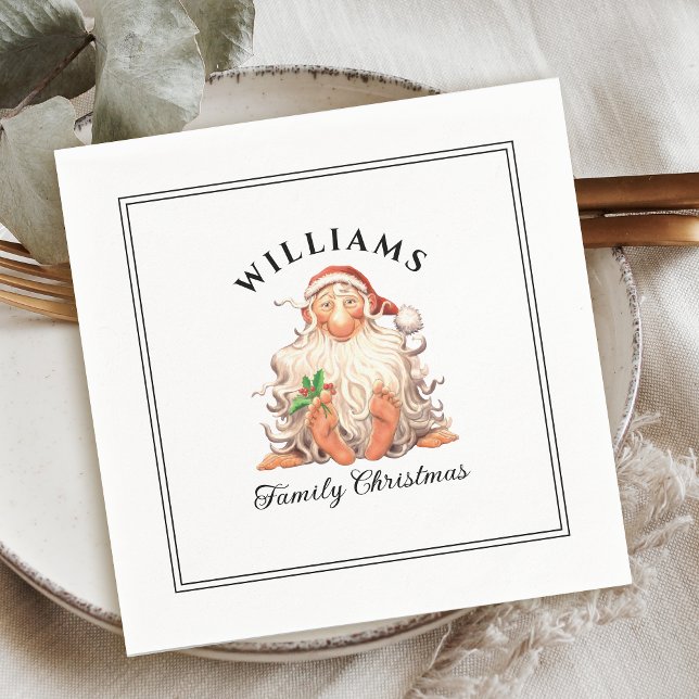 Retro Weihnachten mit Familienname Serviette (Von Creator hochgeladen)