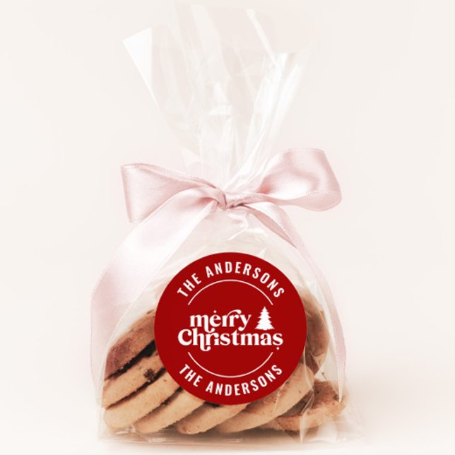 Retro Weihnachten Moderne Minimal einzigartig Runder Aufkleber (Von Creator hochgeladen)