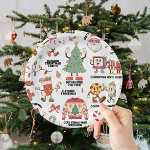 Retro-Weihnachten Nostalgisches Grün und Rot Pappteller