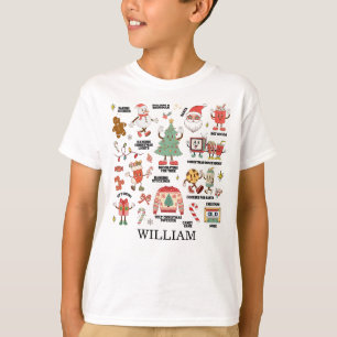 Retro-Weihnachten Nostalgisches Grün und Rot T-Shirt