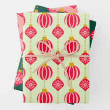 Retro Weihnachten Ornamente Rosa und Grün