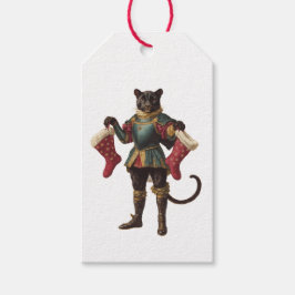 RETRO-WEIHNACHTEN-PANTHER MIT STRÜMPFEN GESCHENKET GESCHENKANHÄNGER