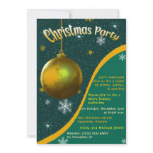 Retro Weihnachten Party Einladung Grün und Gold