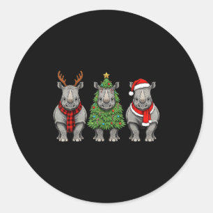 Retro-Weihnachten Rhino Santa Renntier Safari-Tier Runder Aufkleber