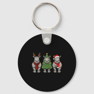 Retro Weihnachten Rhino Santa Renntier Safari Tier Schlüsselanhänger