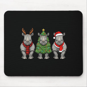 Retro-Weihnachten Rhino Santa Rentier Safari-Tier Mousepad