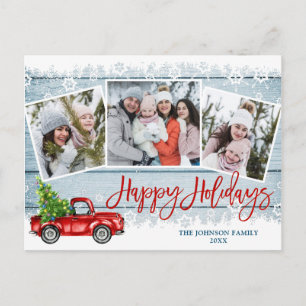 Retro-Weihnachten Rotes Lastwagen 3 FOTO Gruß Feie Postkarte