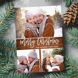 Retro-Weihnachten Rustikal  3 FOTO Gruß Feiertag Postkarte