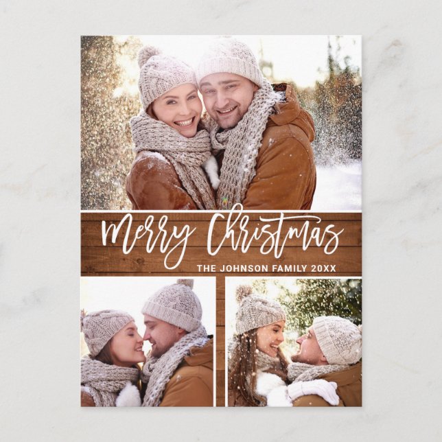Retro Weihnachten Rustikales FOTO Grußkarte Postkarte (Vorderseite)