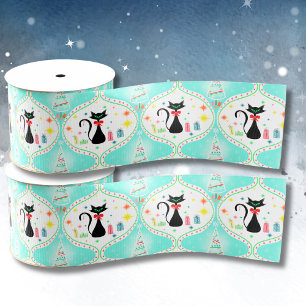Retro-Weihnachten Siamese-Katze Ogee Satinband