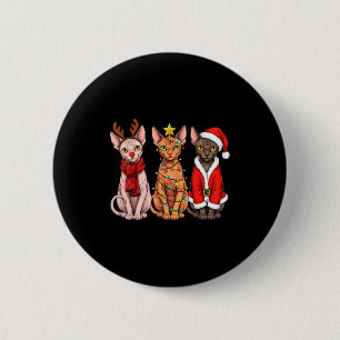 Retro-Weihnachten Sphynx-Katze Santa Rentier  Button