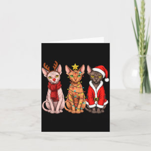 Retro-Weihnachten Sphynx-Katze Santa-Rentier Karte