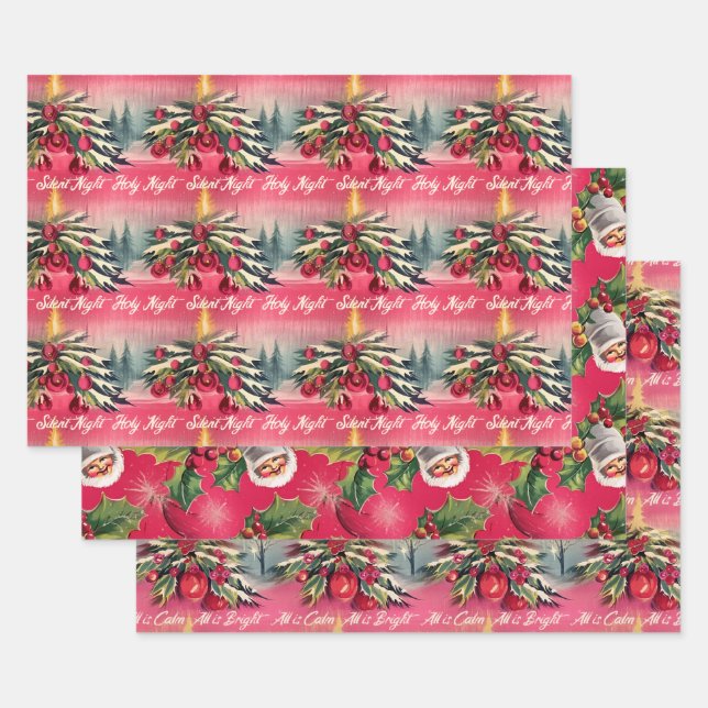 Retro Weihnachten Stille Nacht Geschenkpapier Set (Set)