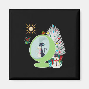 Retro-Weihnachten Süße Katze Mitte Jahrhundert Män Magnet