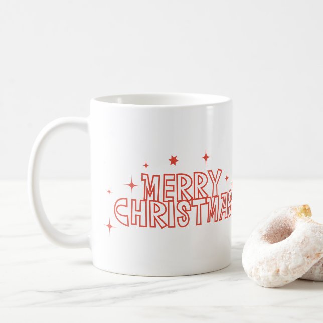 Retro Weihnachten Typografie Kaffeetasse (Mit Donut)
