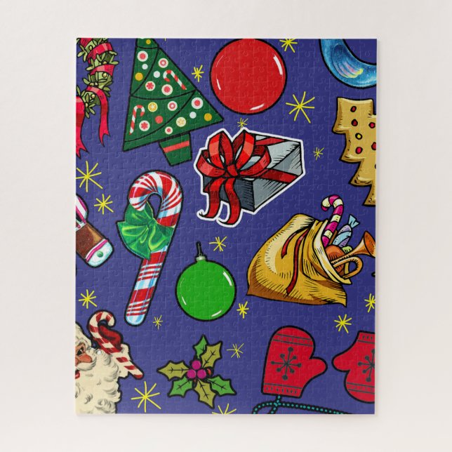 Retro Weihnachten Vintag farbenfroh blau grün (Vertikal)