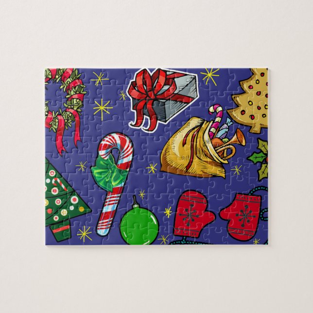 Retro Weihnachten Vintag farbenfroh blau grün (Horizontal)