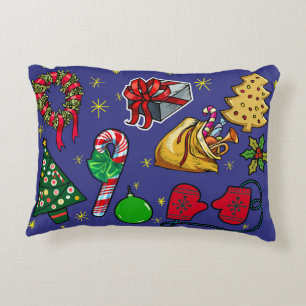 Retro Weihnachten Vintag farbenfroh blau grün Dekokissen