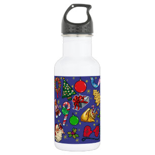 Retro Weihnachten Vintag farbenfroh blau grün Edelstahlflasche