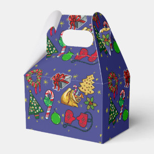Retro Weihnachten Vintag farbenfroh blau grün Geschenkschachtel