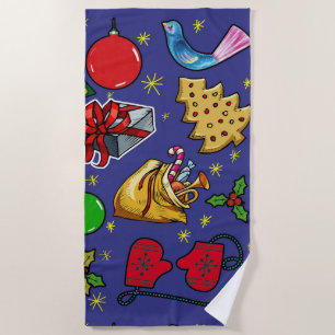 Retro Weihnachten Vintag farbenfroh blau grün Strandtuch
