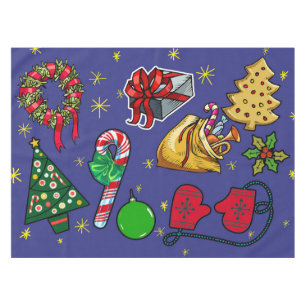 Retro Weihnachten Vintag farbenfroh blau grün Tischdecke