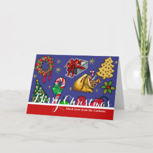Retro-Weihnachten Vintage Farbige Blau Rot Grün Feiertagskarte