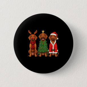 Retro-Weihnachten Vizsla Weihnachtsmann Rentier Hu Button