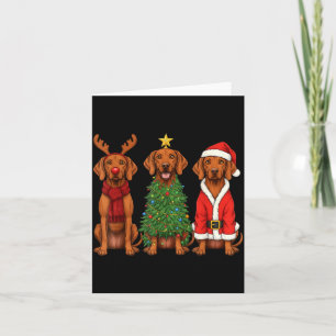 Retro-Weihnachten Vizsla Weihnachtsmann Rentier Hu Karte