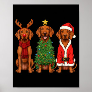 Retro-Weihnachten Vizsla Weihnachtsmann Rentier Hu Poster