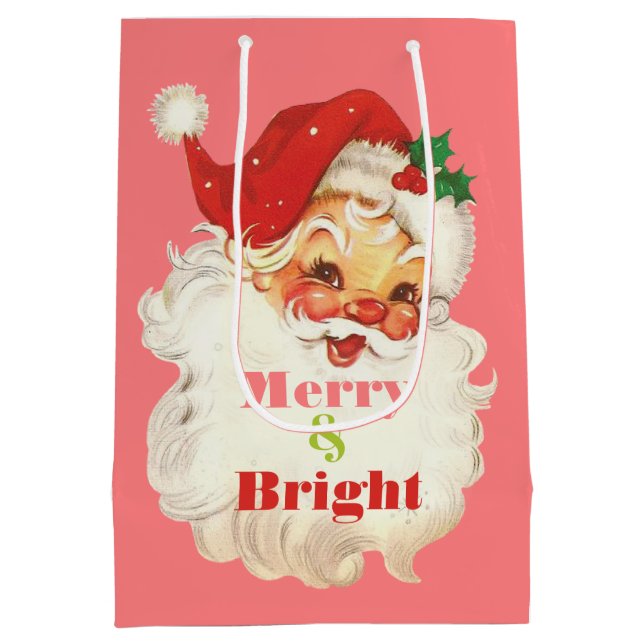 Retro Weihnachten Weihnachten Merry & Bright Mittlere Geschenktüte (Rückseite)