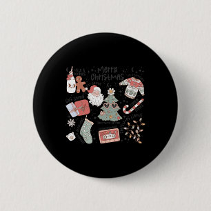 Retro Weihnachten Weihnachtsmann Cookie Ugly Weihn Button