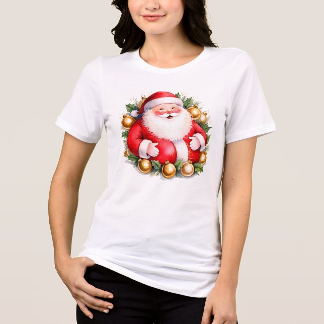 Retro Weihnachten Weihnachtsmann frohe Weihnachten Tri-Blend Shirt (Vorderseite)