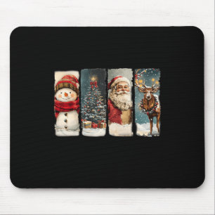 Retro Weihnachten Weihnachtsmann Snowman Rentier F Mousepad