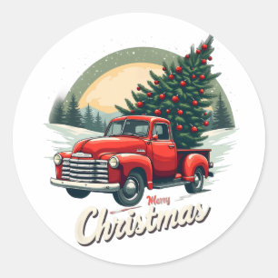 Retro Weihnachten Weihnachtsmann Snowman Rentier F Runder Aufkleber