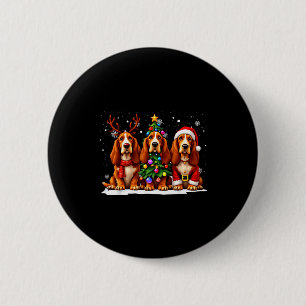 Retro-Weihnachten Wetthund Weihnachtsmann Rentier Button