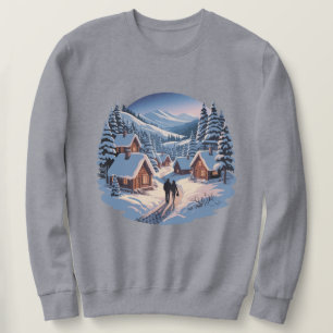 Retro-Weihnachten-Winterdorf-Sweatshirt, 90er Sweatshirt