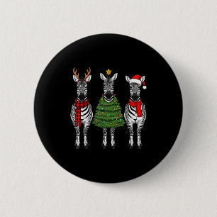 Retro-Weihnachten-Zebra-Santa-Rentier-Safari-Tier Button