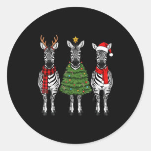 Retro-Weihnachten-Zebra-Santa-Rentier-Safari-Tier Runder Aufkleber