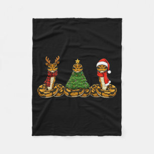 Retro-Weihnachts-Ball-Python-Schlange-Santa-Rentie Fleecedecke