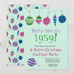 Retro-Weihnachts-Cocktailparty Vintage-Feiertag Einladung