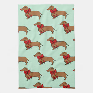 Retro-Weihnachts-Dachshund-Küchenhandtuch-Geschenk Küchentuch