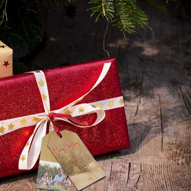 Retro Weihnachts-Foto Geschenkanhänger (Von Creator hochgeladen)