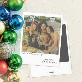 Retro Weihnachts-Fotokarte - Grüne und weiße Garla Feiertagskarte