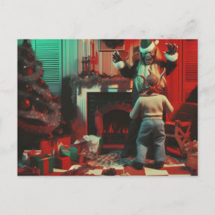 Retro-Weihnachts-Horror Postkarte