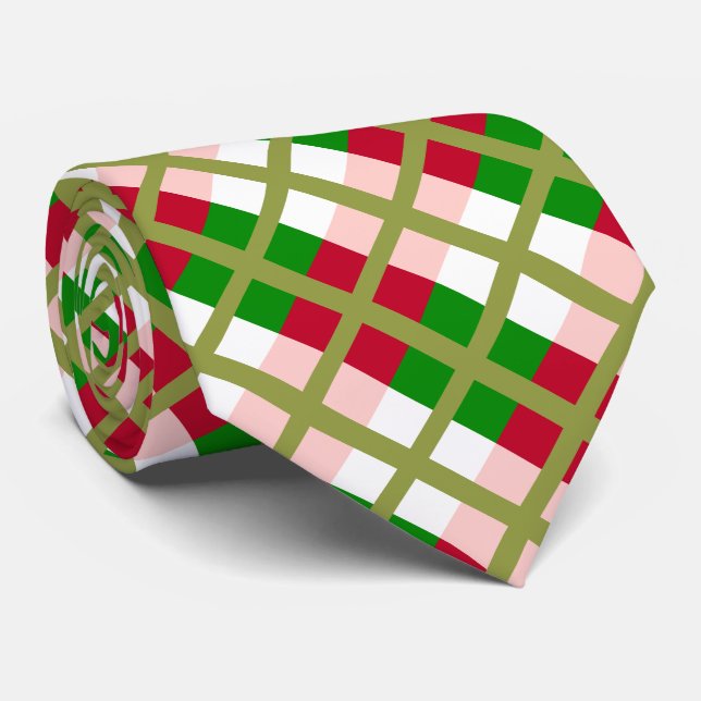 Retro-Weihnachts-Karomuster Krawatte (Gerollt)