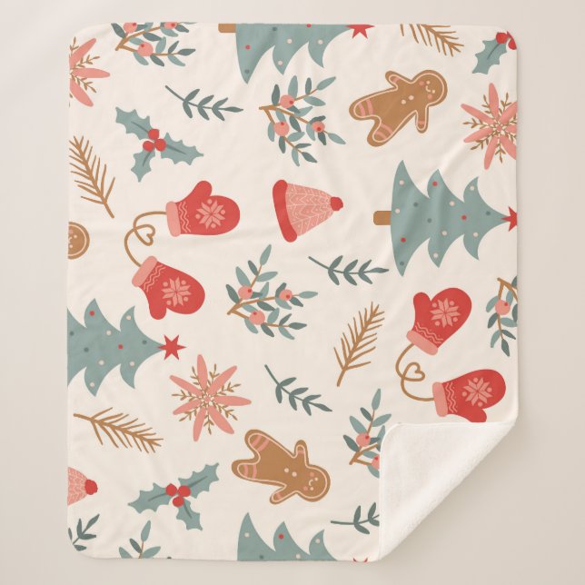 Retro Weihnachts Lebkuchen Muster. Sherpadecke (Vorderseite)