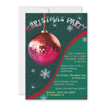 Retro Weihnachts-Party Einladung Grün und Rot