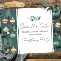 Retro Weihnachts-Party Save the Date Baum