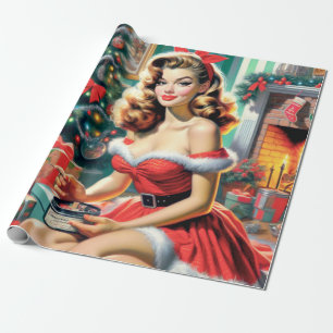 Retro-Weihnachts-Pin-Up Geschenkpapier